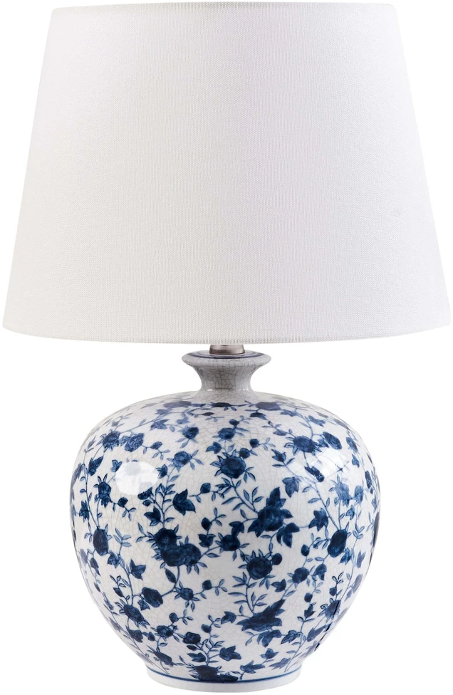 Beliani Stalinė lempa SILVES Porcelanas Balta/Mėlyna