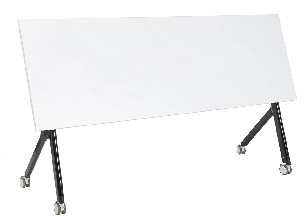 Beliani Sulankstomas rašomasis stalas BENDI 180 cm x 60 cm, baltas, su ratukais