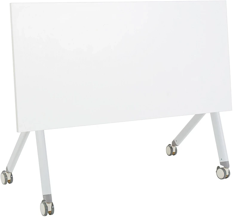Beliani Sulankstomas rašomasis stalas BENDI baltas 120 cm 60 cm su ratukais