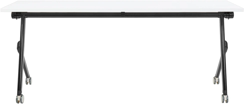 Beliani Sulankstomas rašomasis stalas BENDI 180 cm x 60 cm, baltas, su ratukais