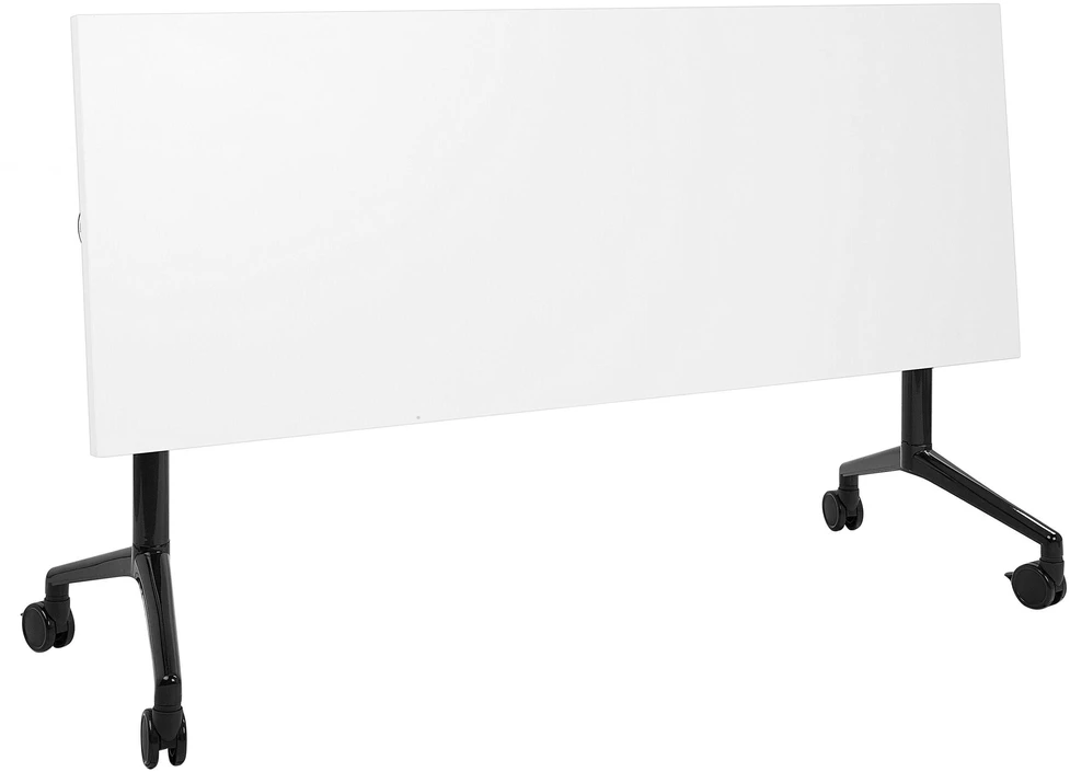 Beliani Sulankstomas rašomasis stalas CAVI Baltas 160 cm 60 cm su ratukais