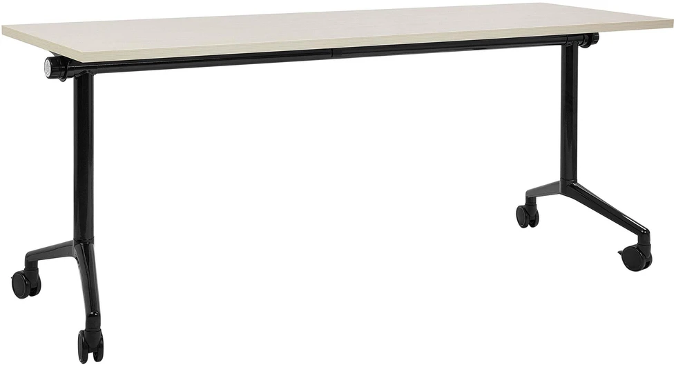 Beliani Sulankstomas rašomasis stalas CAVI, šviesiai rudas, 180 cm x 60 cm, su ratukais