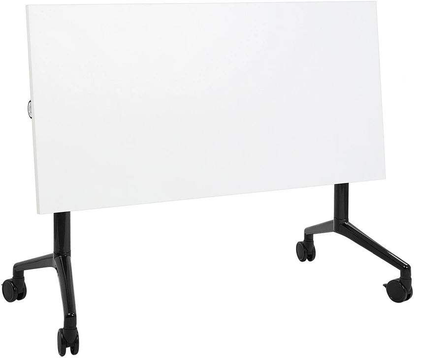 Beliani Sulankstomas rašomasis stalas CAVI baltas 120 cm 60 cm su ratukais