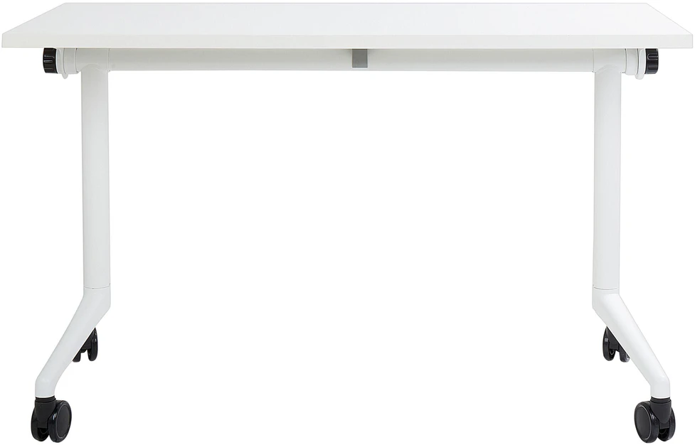Beliani Sulankstomas rašomasis stalas CAVI, baltas, 120 cm x 60 cm, su ratukais