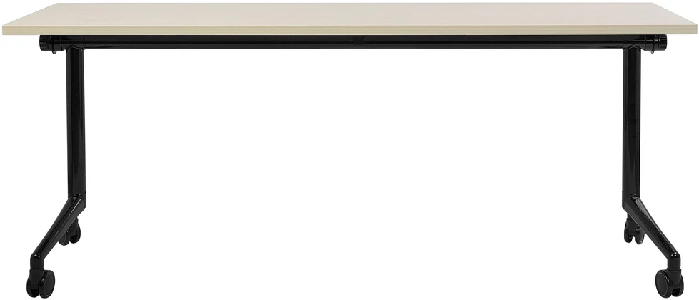 Beliani Sulankstomas rašomasis stalas CAVI, šviesiai rudas, 180 cm x 60 cm, su ratukais