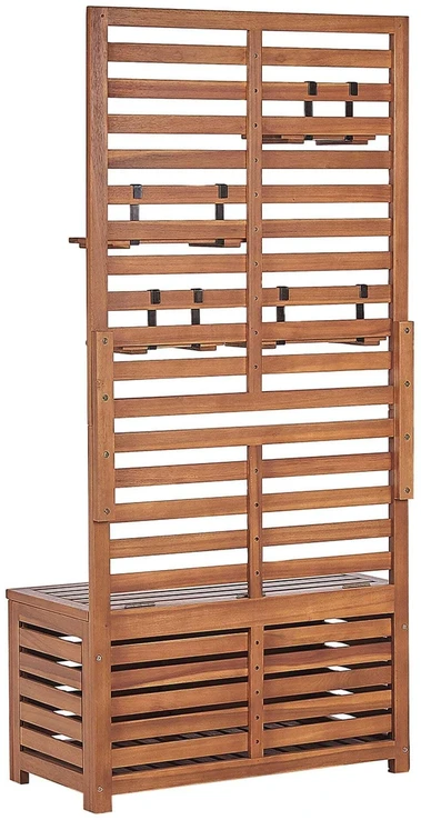 Beliani Suoliukas-dėžė su lentynomis MATINO, akacijos mediena, 170 cm, 80 cm, rudos spalvos