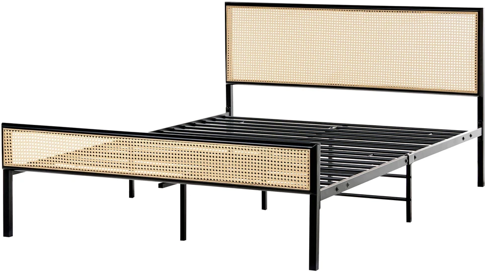 Beliani Technorattano lova AVANTON 140 x 200 cm juoda