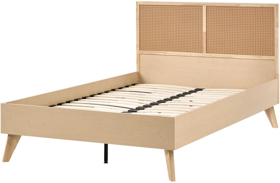 Beliani Technorattano lova MONPAZIER 120 x 200 cm šviesiai ruda