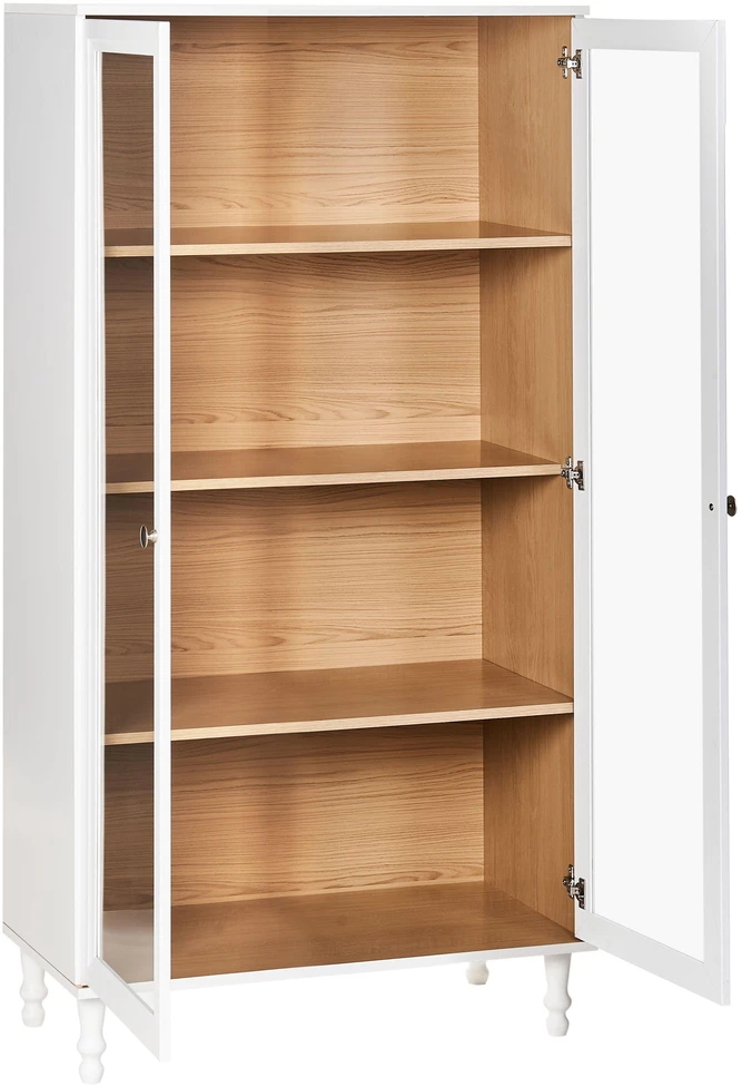 Beliani Tingledale vitrina su stiklinėmis durelėmis 80 cm balta