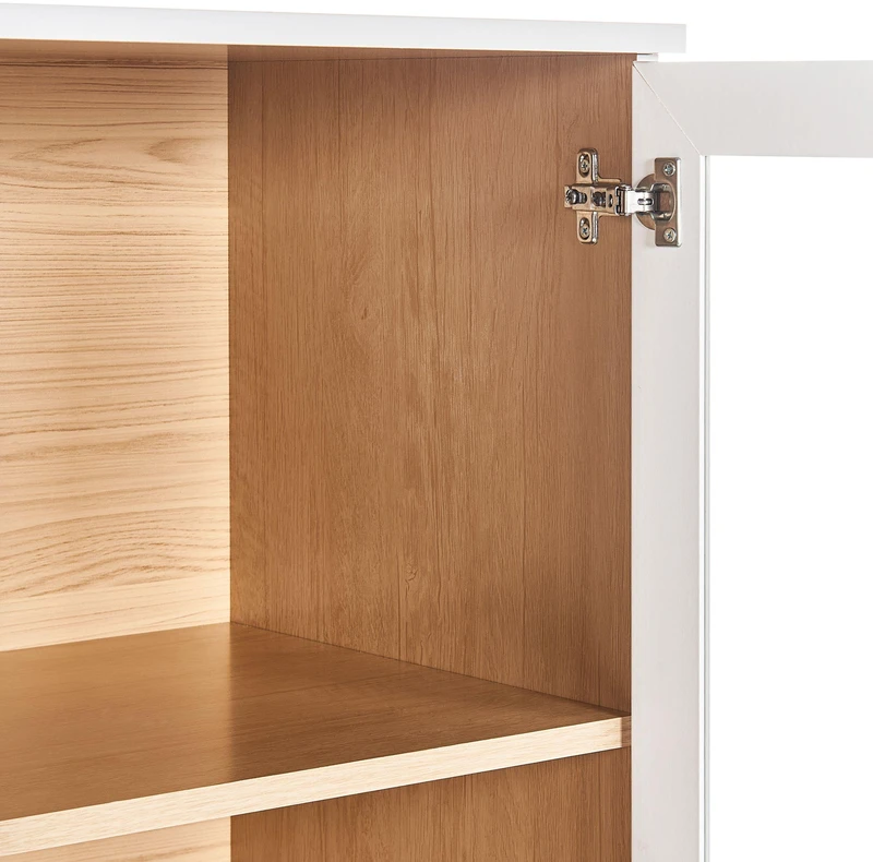 Beliani Tingledale vitrina su stiklinėmis durelėmis 80 cm balta