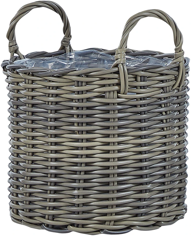 Beliani Trijų gėlių krepšelių rinkinys NIKITI 29/35/40 cm smėlio ir pilkos spalvos technorotangas