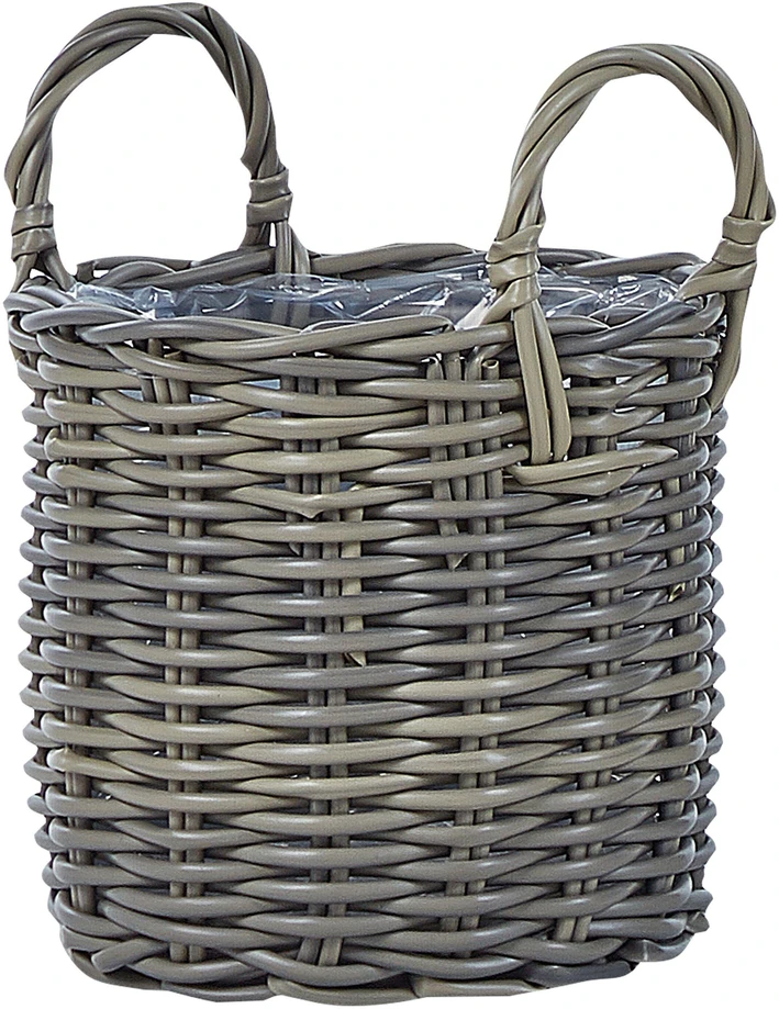Beliani Trijų gėlių krepšelių rinkinys NIKITI 29/35/40 cm smėlio ir pilkos spalvos technorotangas
