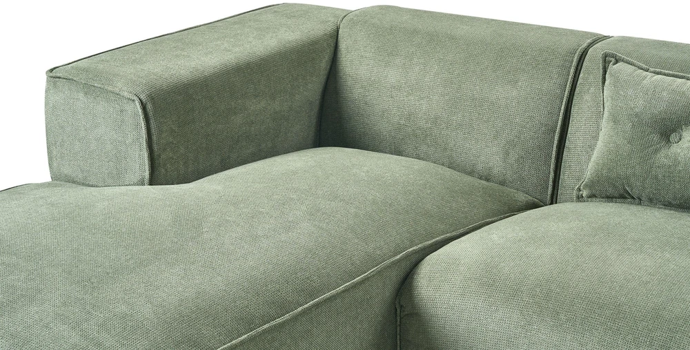 Beliani Trijų vietų kampinė sofa DOLVA, šenilinis audinys, tamsiai žalia, dešininė