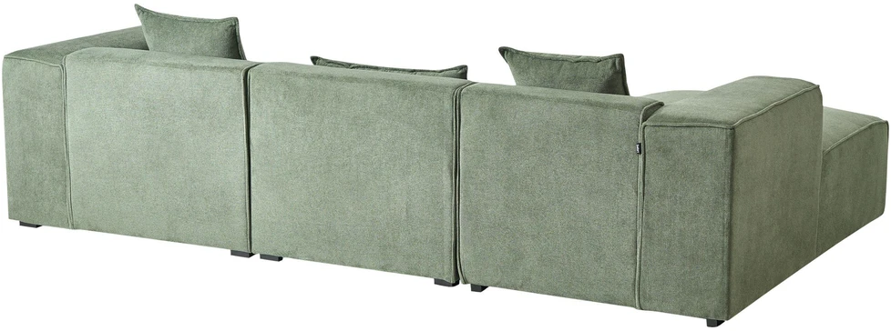 Beliani Trijų vietų kampinė sofa DOLVA, šenilinis audinys, tamsiai žalia, dešininė