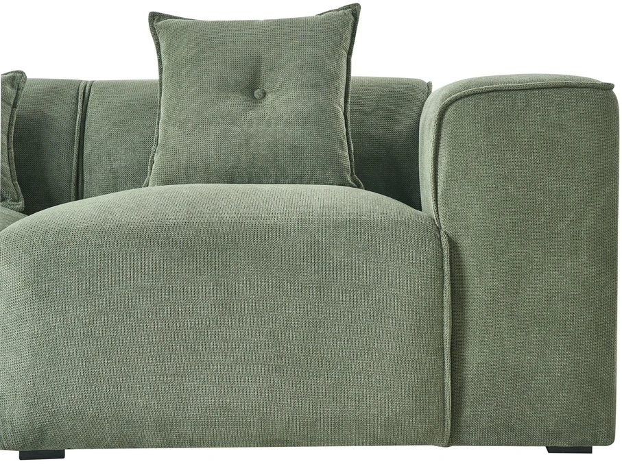 Beliani Trijų vietų kampinė sofa DOLVA, šenilinis audinys, tamsiai žalia, dešininė
