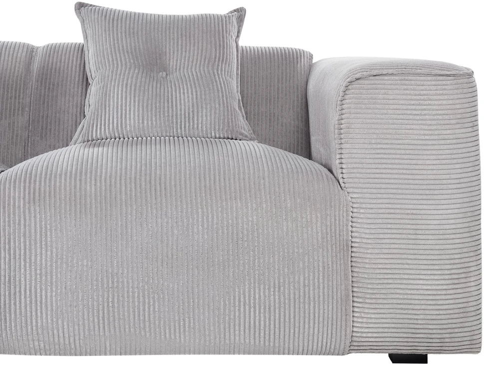 Beliani Trijų vietų kampinė sofa DOLVA, velvetas, šviesiai pilka, dešininė
