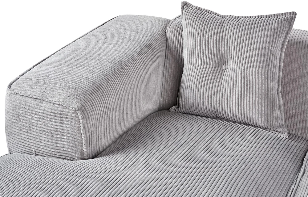 Beliani Trijų vietų kampinė sofa DOLVA, velvetas, šviesiai pilka, dešininė