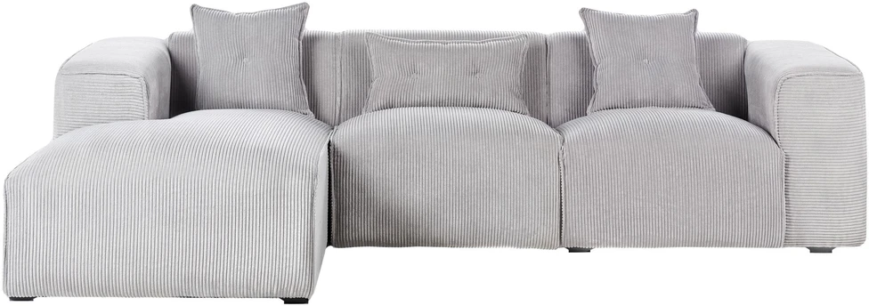 Beliani Trijų vietų kampinė sofa DOLVA, velvetas, šviesiai pilka, dešininė