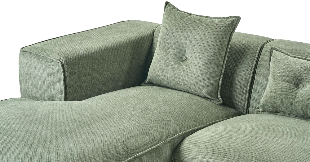 Beliani Trijų vietų kampinė sofa DOLVA, šenilinis audinys, tamsiai žalia, dešininė