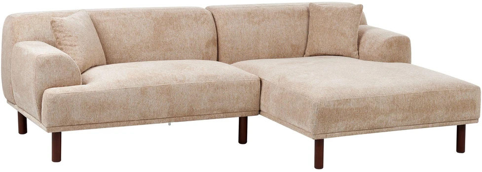 Beliani Trijų vietų kampinė sofa HOLT smėlio spalvos, kairinė