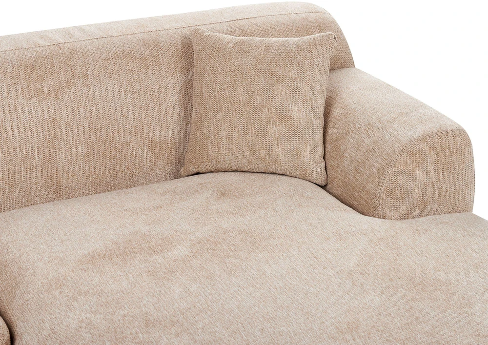 Beliani Trijų vietų kampinė sofa HOLT smėlio spalvos, kairinė