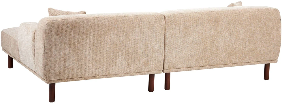 Beliani Trijų vietų kampinė sofa HOLT smėlio spalvos, kairinė