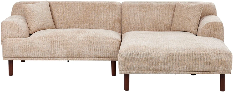 Beliani Trijų vietų kampinė sofa HOLT smėlio spalvos, kairinė