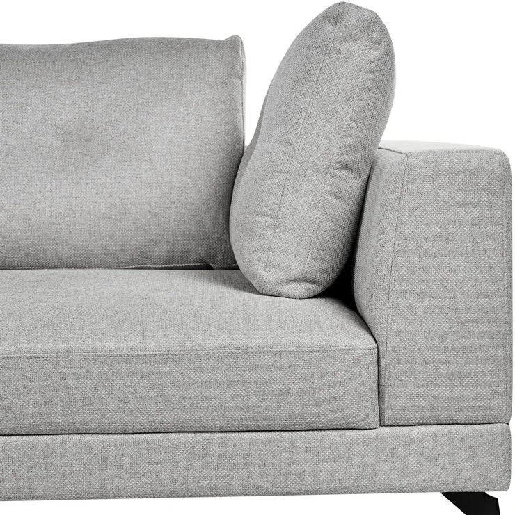 Beliani Trijų vietų kampinė sofa MARUM, sintetinis linas, pilka, dešininė
