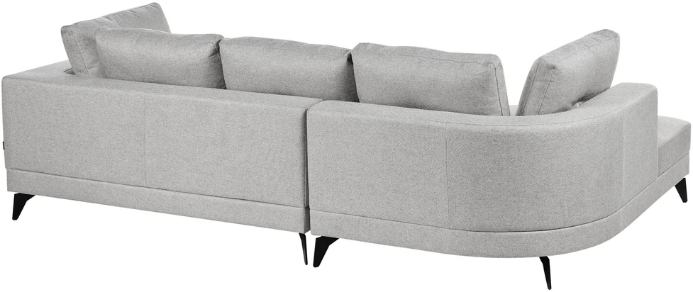 Beliani Trijų vietų kampinė sofa MARUM, sintetinis linas, pilka, dešininė