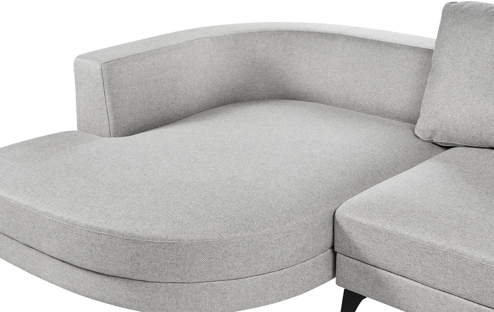 Beliani Trijų vietų kampinė sofa MARUM, sintetinis linas, pilka, dešininė
