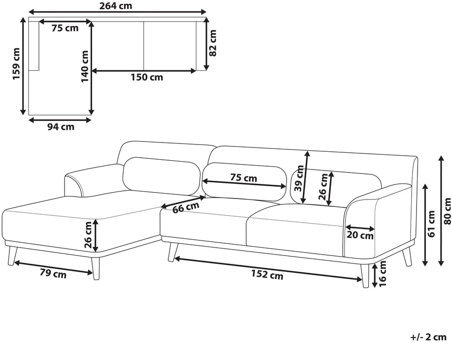 Beliani Trijų vietų kampinė sofa SIMOS Velvetinis Tamsiai žalia Dešininė