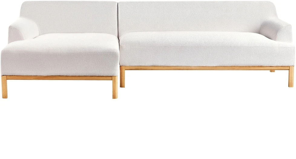 Beliani Trijų vietų kampinė sofa SOSJO, boucle audinys, balta, dešininė