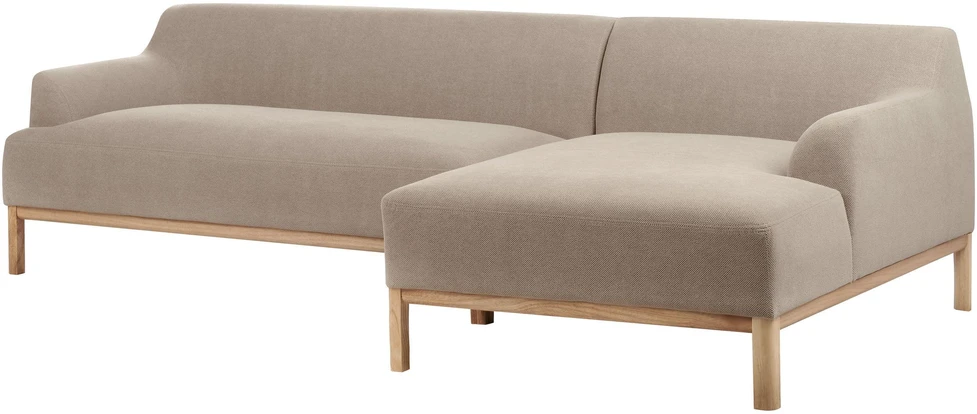 Beliani Trijų vietų kampinė sofa SOSJO, smėlio ir pilkos spalvos, kairinė