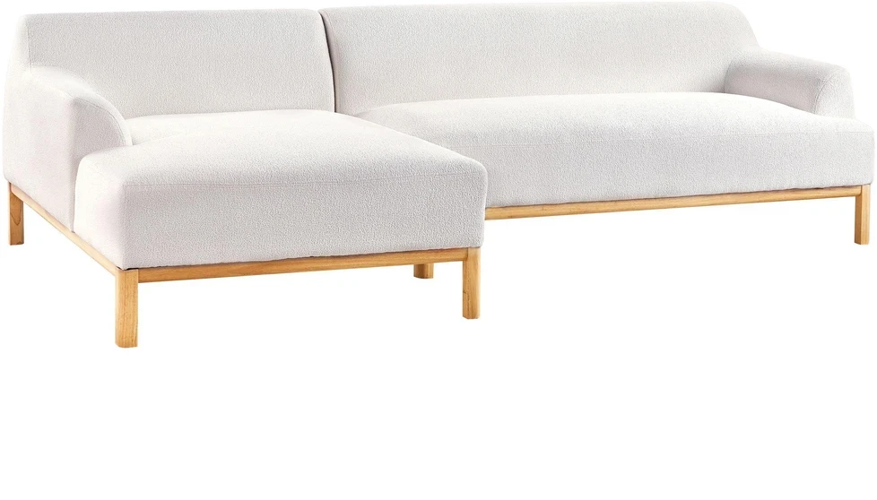 Beliani Trijų vietų kampinė sofa SOSJO, boucle audinys, balta, dešininė