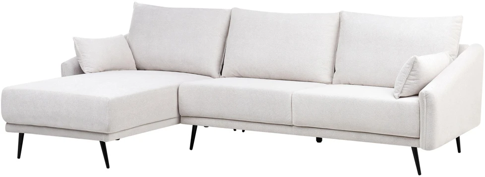 Beliani Trijų vietų kampinė sofa VARDE, balta (kreminė), dešininė