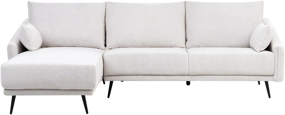 Beliani Trijų vietų kampinė sofa VARDE, balta (kreminė), dešininė