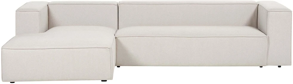 Beliani Trijų vietų kampinė sofa VERNON, šviesiai smėlio spalvos, dešininė
