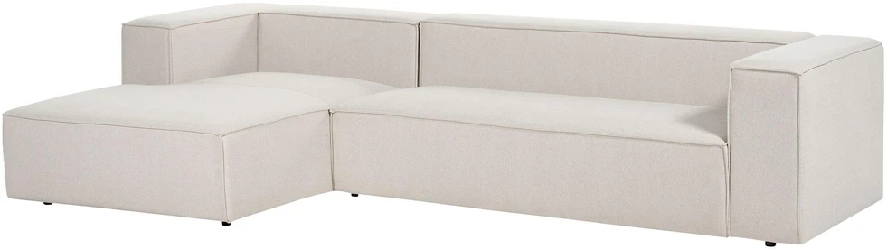 Beliani Trijų vietų kampinė sofa VERNON, šviesiai smėlio spalvos, dešininė