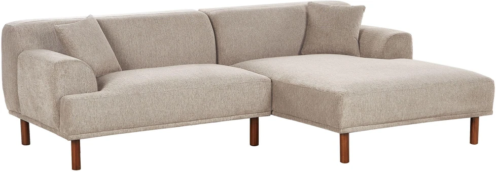 Beliani Trijų vietų L formos sofa HOLT, smėlio ir pilkos spalvos, kairinė