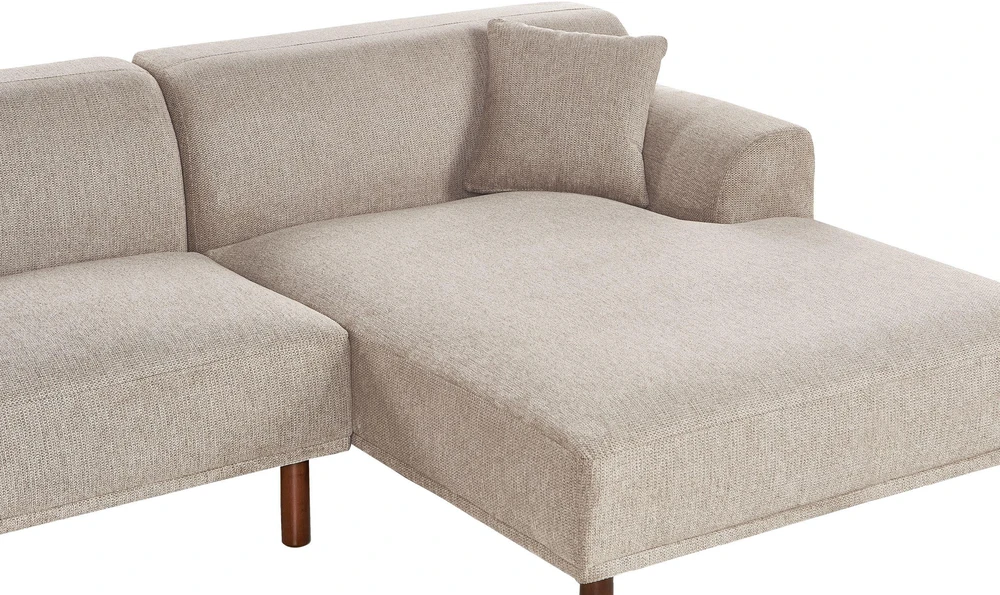 Beliani Trijų vietų L formos sofa HOLT, smėlio ir pilkos spalvos, kairinė