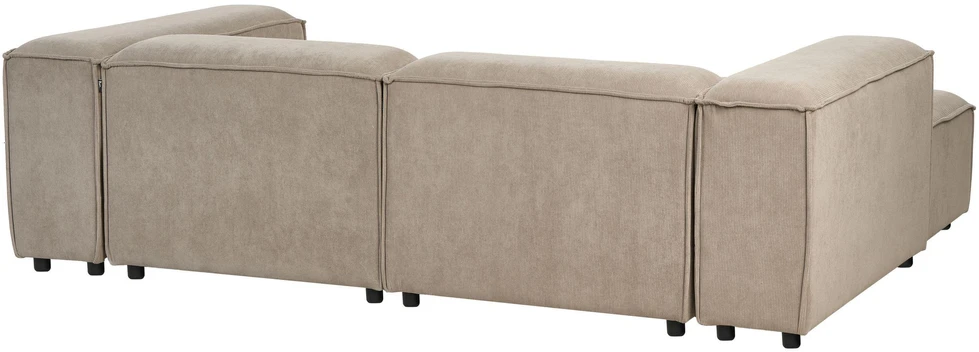 Beliani Trijų vietų modulinė kampinė sofa ARDAL dešininė, šviesiai ruda, velvetas su otomanu