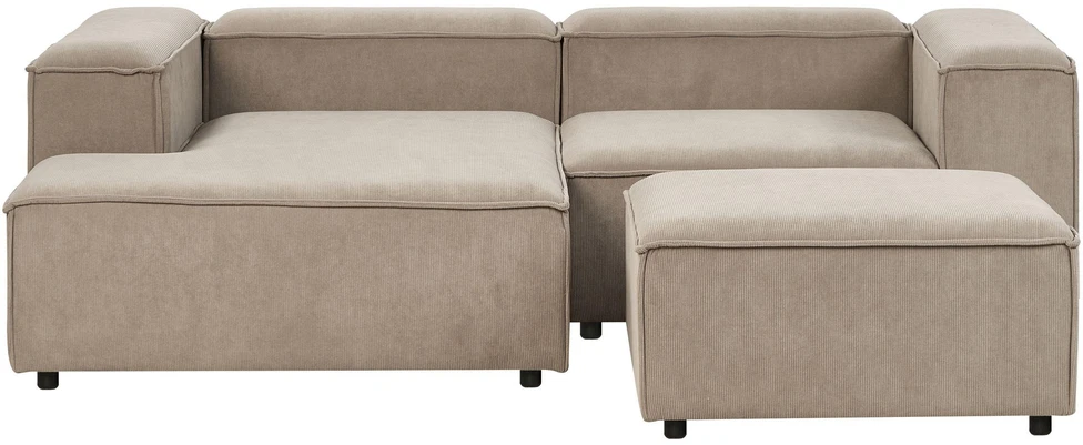 Beliani Trijų vietų modulinė kampinė sofa ARDAL dešininė, šviesiai ruda, velvetas su otomanu