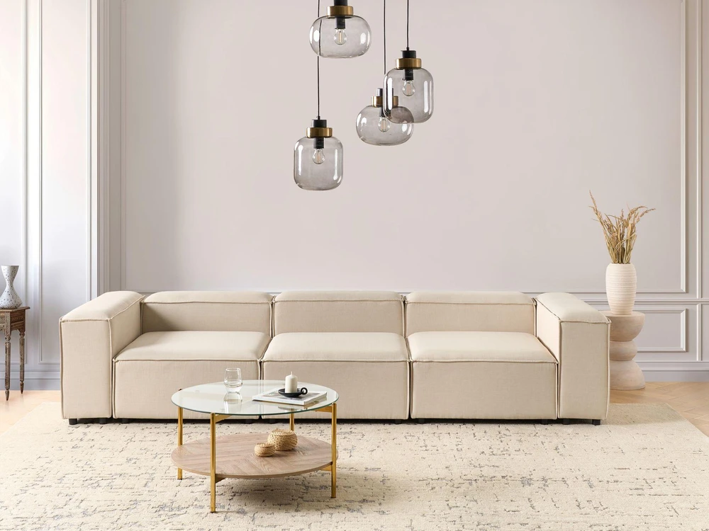 Beliani Trijų vietų modulinė sofa ARDAL smėlio spalvos