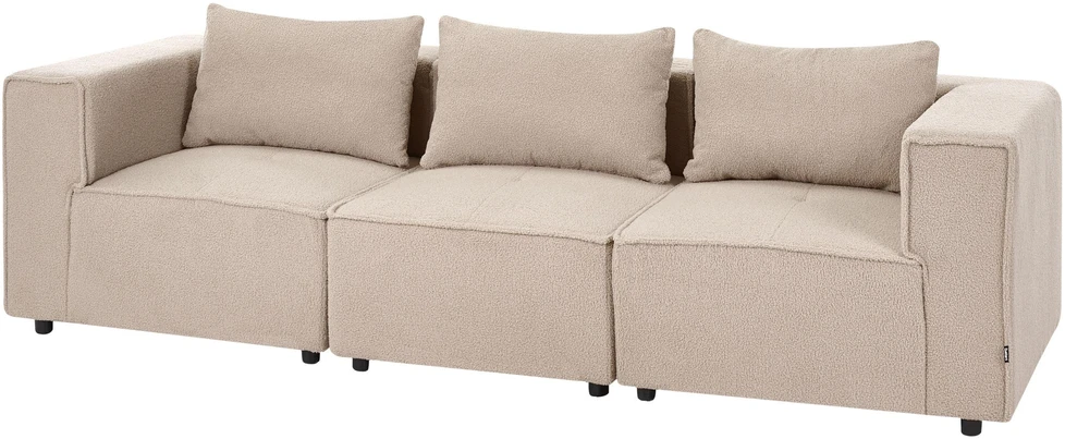 Beliani Trijų vietų modulinė sofa AXEBO, smėlio spalvos „boucle“ audinys