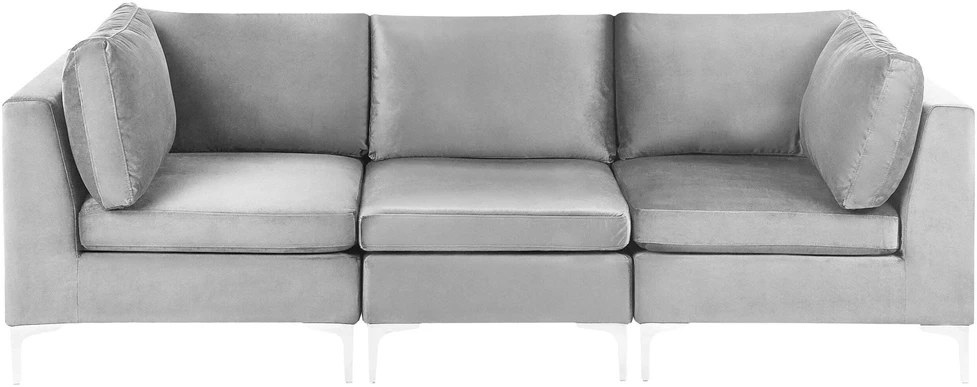 Beliani Trijų vietų modulinė sofa EVJA pilkas veliūras