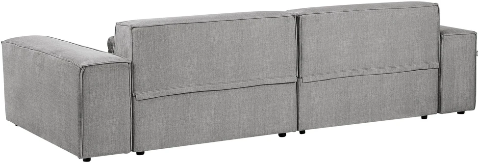 Beliani Trijų vietų modulinė sofa HELLNAR kairinė, pilka su otomane