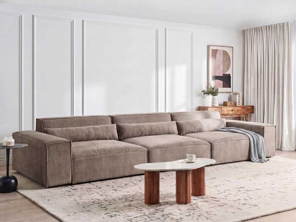 Beliani Trijų vietų modulinė sofa HELLNAR, šviesiai ruda