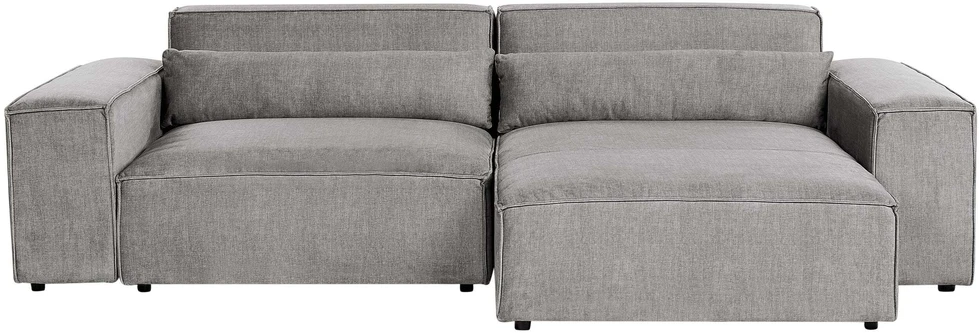 Beliani Trijų vietų modulinė sofa HELLNAR kairinė pilka