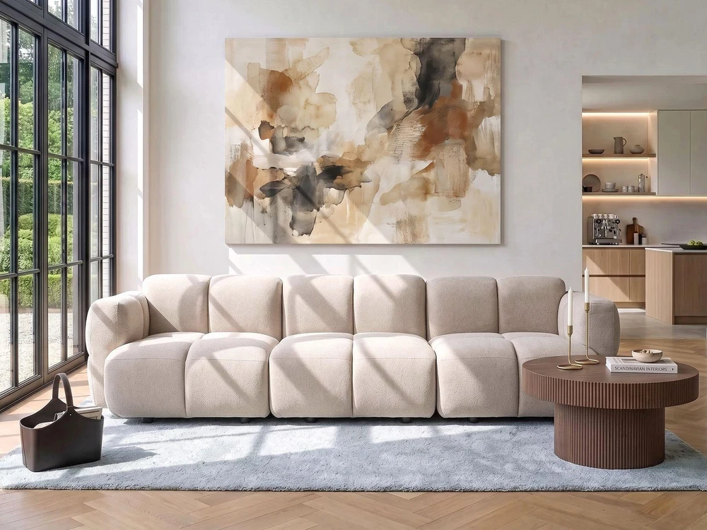 Beliani Trijų vietų modulinė sofa MAKSABERG, smėlio spalvos