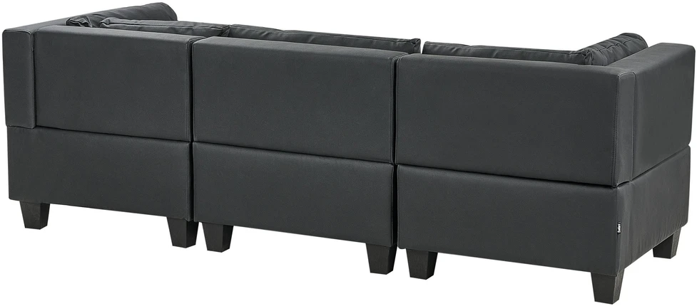 Beliani Trijų vietų modulinė sofa UNSTAD juodos spalvos eko oda
